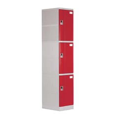 MALETEK - Locker Plástico 3 Casilleros Portacandado Rojo