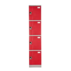 MALETEK - Locker Plástico 4 Casilleros Portacandado Rojo