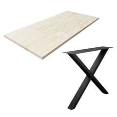 undefined - Tablero Pino FJ 40x800x1800mm + Kit de 2 Patas para Mesa Acero 770X150X705mm