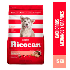 RICOCAN - Cachorros Alimento Perros 15kg Carne y Leche
