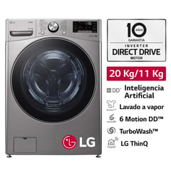 LG - Lavaseca WD20VV2S6R 20/11kg AI DD Carga Frontal Plateada