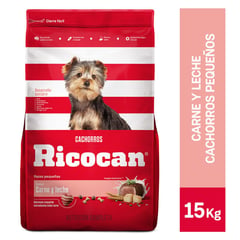 RICOCAN - Cachorros Raza Pequeña Alimento para Perros 15 kg Sabor Carne/Leche