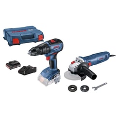 BOSCH - Taladro Atornillador Percutor 18V GSB 18V-50 + Amoladora 4.5" GWS 700 + 1 Cargador + 1 Batería 2 Ah + 1 Maletín