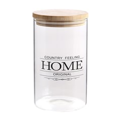 JUST HOME COLLECTION - Frasco de Vidrio Borosilicatado Tapa de Bambú 1l