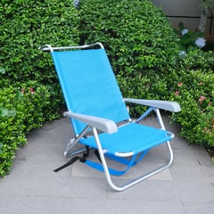 KLIMBER - Silla de Playa Baja Aluminio Textil Azul