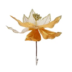 DEAR SANTA - Adorno Navidad 31cm Flor Clip Dorado Ponsettia